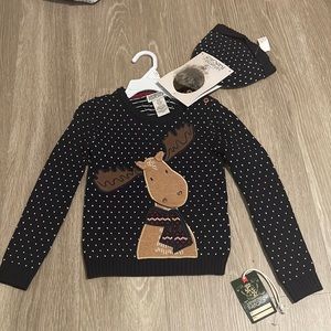 Ministry of Rascals moose sweater and hat set